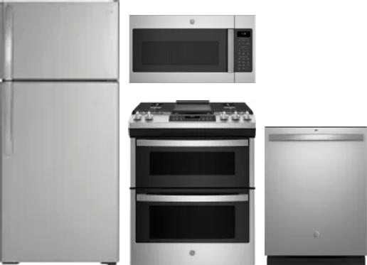 4 Piece Package Includes Refrigerator, Range, Microwave And Dishwasher