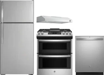 4 Piece Package Includes Refrigerator, Range, Hood And Dishwasher
