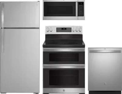 4 Piece Package Includes Refrigerator, Range, Microwave And Dishwasher