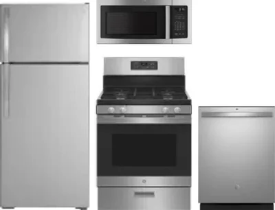 4 Piece Package Includes Refrigerator, Range, Microwave And Dishwasher