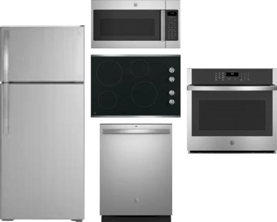5 Piece Package Includes Refrigerator, Cooktop, Wall Oven, Microwave And Dishwasher