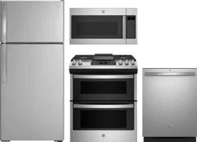 4 Piece Package Includes Refrigerator, Range, Microwave And Dishwasher