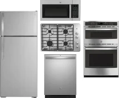 5 Piece Package Includes Refrigerator, Cooktop, Wall Oven, Microwave And Dishwasher