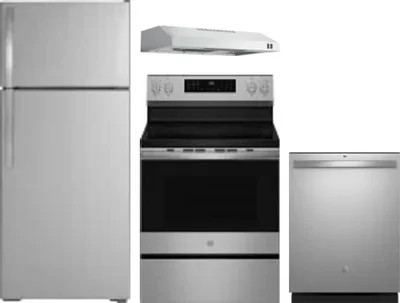 4 Piece Package Includes Refrigerator, Range, Hood And Dishwasher