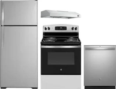 4 Piece Package Includes Refrigerator, Range, Hood And Dishwasher