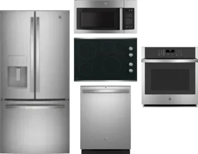 5 Piece Package Includes Refrigerator, Cooktop, Wall Oven, Microwave And Dishwasher