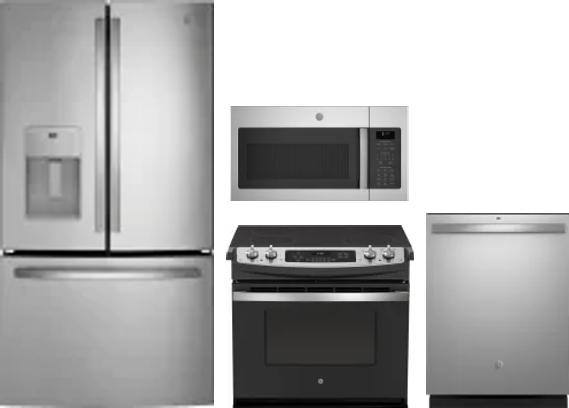 4 Piece Package Includes Refrigerator, Range, Microwave And Dishwasher