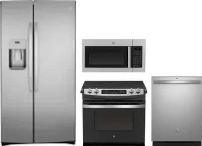 4 Piece Package Includes Refrigerator, Range, Microwave And Dishwasher