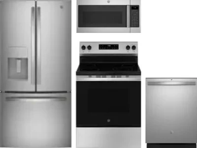 4 Piece Package Includes Refrigerator, Range, Microwave And Dishwasher