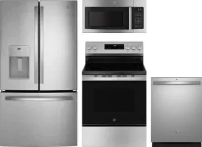 4 Piece Package Includes Refrigerator, Range, Microwave And Dishwasher