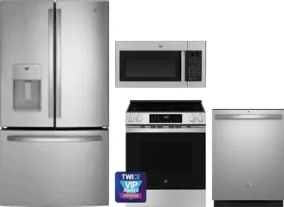 4 Piece Package Includes Refrigerator, Range, Microwave And Dishwasher