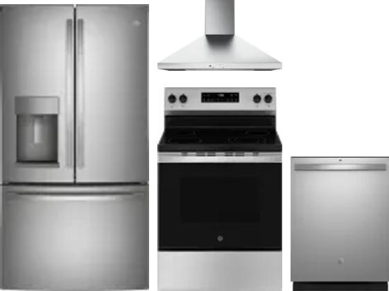 4 Piece Package Includes Refrigerator, Range, Hood And Dishwasher
