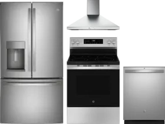 4 Piece Package Includes Refrigerator, Range, Hood And Dishwasher