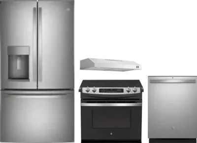 4 Piece Package Includes Refrigerator, Range, Hood And Dishwasher