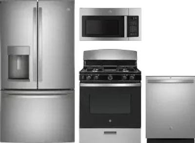 4 Piece Package Includes Refrigerator, Range, Microwave And Dishwasher