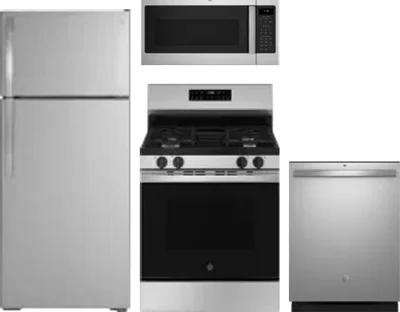 4 Piece Package Includes Refrigerator, Range, Microwave And Dishwasher