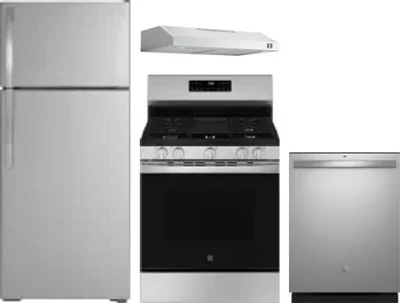 4 Piece Package Includes Refrigerator, Range, Hood And Dishwasher