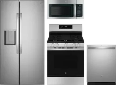 4 Piece Package Includes Refrigerator, Range, Microwave And Dishwasher