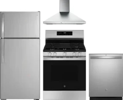 4 Piece Package Includes Refrigerator, Range, Hood And Dishwasher