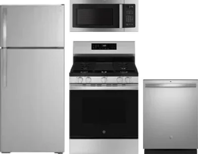 4 Piece Package Includes Refrigerator, Range, Microwave And Dishwasher