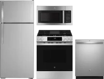4 Piece Package Includes Refrigerator, Range, Microwave And Dishwasher