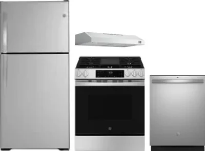 4 Piece Package Includes Refrigerator, Range, Hood And Dishwasher