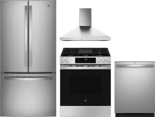 4 Piece Package Includes Refrigerator, Range, Hood And Dishwasher