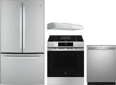 4 Piece Package Includes Refrigerator, Range, Hood And Dishwasher