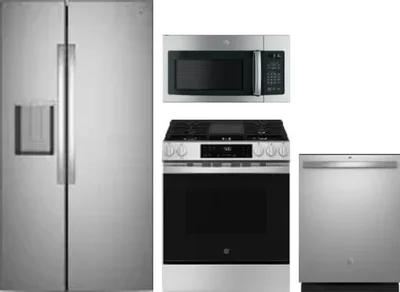 4 Piece Package Includes Refrigerator, Range, Microwave And Dishwasher