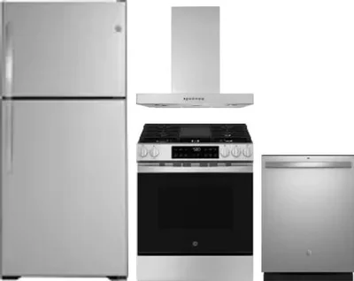 4 Piece Package Includes Refrigerator, Range, Hood And Dishwasher