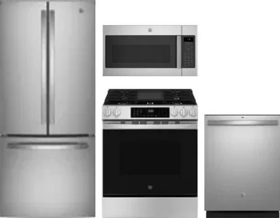 4 Piece Package Includes Refrigerator, Range, Microwave And Dishwasher