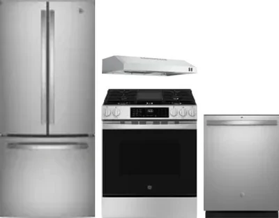 4 Piece Package Includes Refrigerator, Range, Hood And Dishwasher