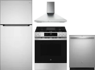 4 Piece Package Includes Refrigerator, Range, Hood And Dishwasher