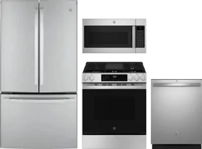 4 Piece Package Includes Refrigerator, Range, Microwave And Dishwasher