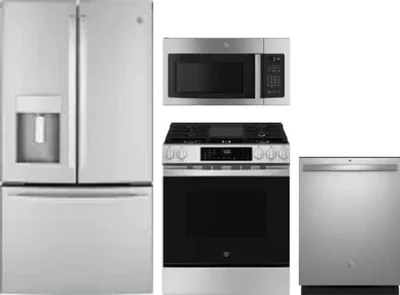 4 Piece Package Includes Refrigerator, Range, Microwave And Dishwasher