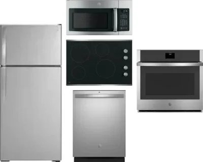 5 Piece Package Includes Refrigerator, Cooktop, Wall Oven, Microwave And Dishwasher