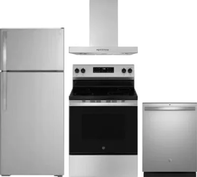 4 Piece Package Includes Refrigerator, Range, Hood And Dishwasher