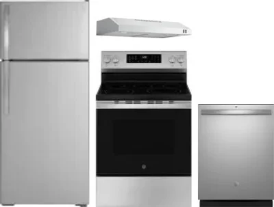 4 Piece Package Includes Refrigerator, Range, Hood And Dishwasher