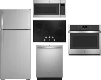 5 Piece Package Includes Refrigerator, Cooktop, Wall Oven, Microwave And Dishwasher