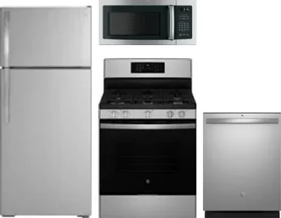 4 Piece Package Includes Refrigerator, Range, Microwave And Dishwasher