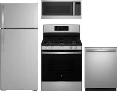 4 Piece Package Includes Refrigerator, Range, Microwave And Dishwasher