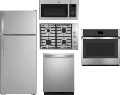 5 Piece Package Includes Refrigerator, Cooktop, Wall Oven, Microwave And Dishwasher