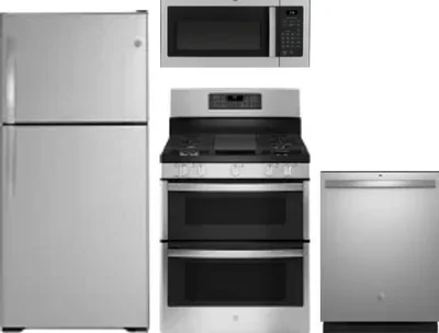 4 Piece Package Includes Refrigerator, Range, Microwave And Dishwasher