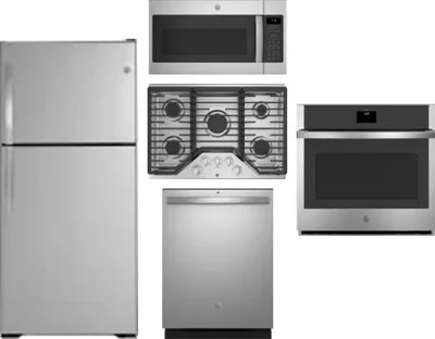5 Piece Package Includes Refrigerator, Cooktop, Wall Oven, Microwave And Dishwasher