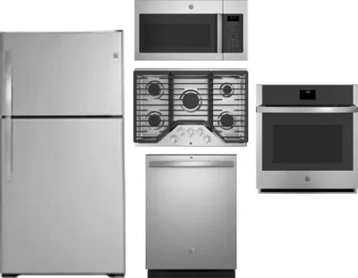 5 Piece Package Includes Refrigerator, Cooktop, Wall Oven, Microwave And Dishwasher