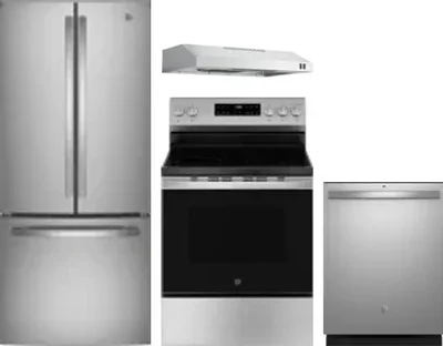 4 Piece Package Includes Refrigerator, Range, Hood And Dishwasher