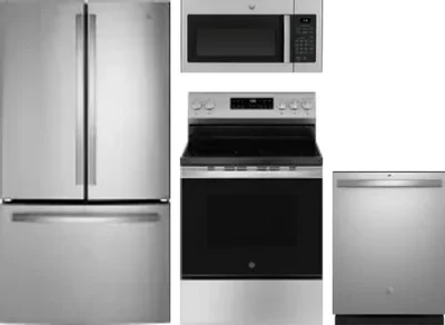 4 Piece Package Includes Refrigerator, Range, Microwave And Dishwasher
