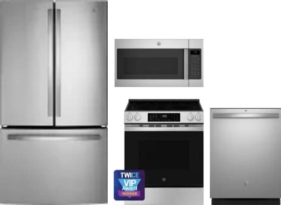 4 Piece Package Includes Refrigerator, Range, Microwave And Dishwasher