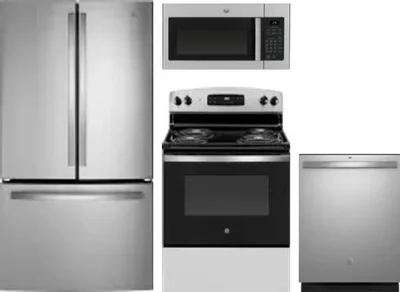 4 Piece Package Includes Refrigerator, Range, Microwave And Dishwasher