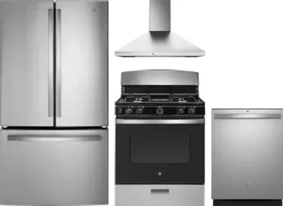 4 Piece Package Includes Refrigerator, Range, Hood And Dishwasher